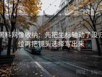 黑料网像收纳：先把坐标轴动了没归位再把镜头选择写出来